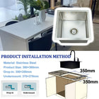 Square Kitchen Sink 15 inch Silver - Modura Sinks