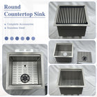 Square Kitchen Sink 15 inch Silver with Cup Rinser - Modura Sinks