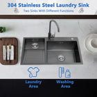 Washboard Laundry Utility Sink with Built-In Drainboard - Modura Sinks