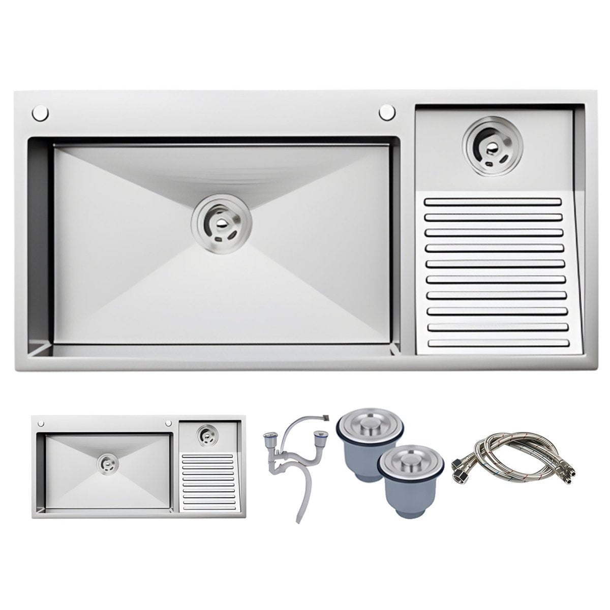 Washboard Laundry Utility Sink with Built-In Drainboard - Modura Sinks