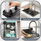 Waterfall Workstation Kitchen Sink with Digital Display & Pull-Out Faucet - Modura Sinks