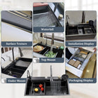 Waterfall Workstation Kitchen Sink with Digital Display & Pull-Out Faucet - Modura Sinks