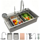 Waterfall Workstation Kitchen Sink with Digital Display & Pull-Out Faucet - Modura Sinks