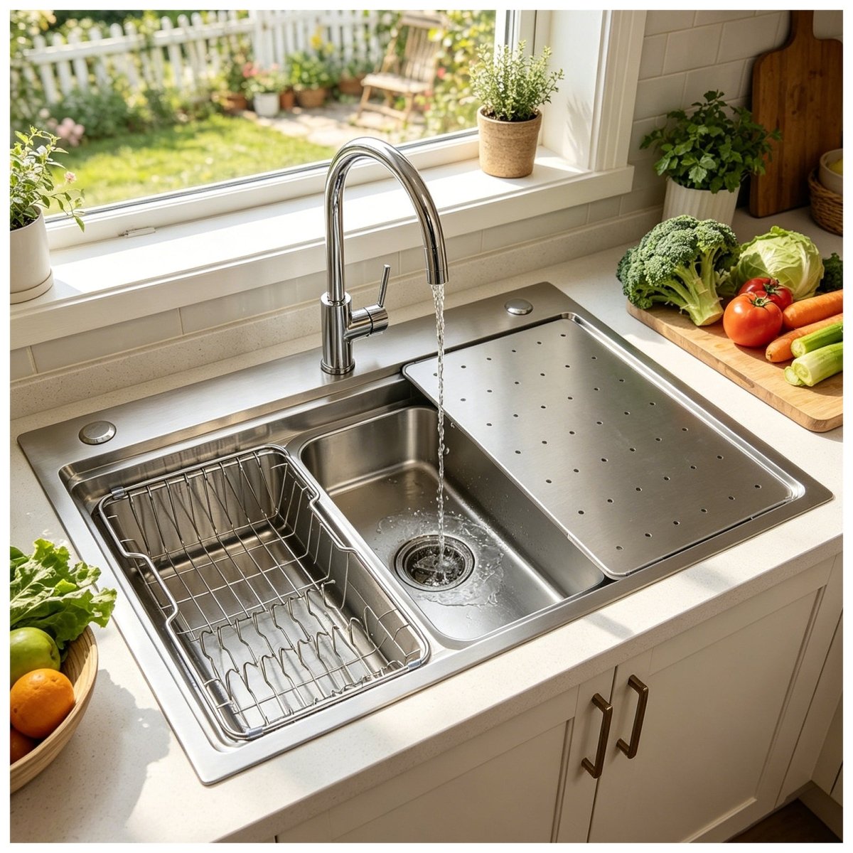 Workstation Kitchen Sink, Double Tier – Top Mount - Modura Sinks
