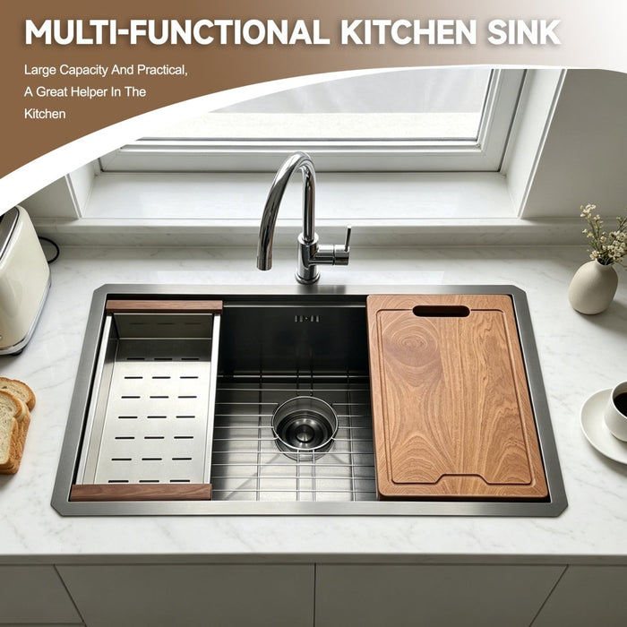 Workstation Sink with Cutting Board & Rack - Modura Sinks