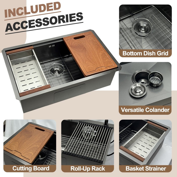 Workstation Sink with Cutting Board & Rack - Modura Sinks